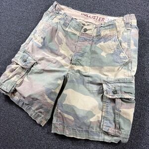 Hollister Camo Cargo Shorts Mens 34 Green Brown Vintage Y2K Baggy Paratrooper